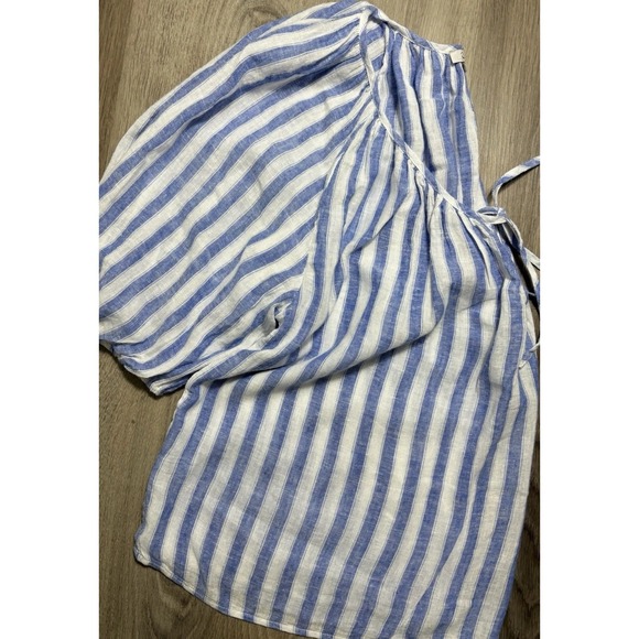 Rails Kristie Stripe Linen Blend Shirt Women's Size Large Balloon Sleeve Blouse - Picture 14 of 15